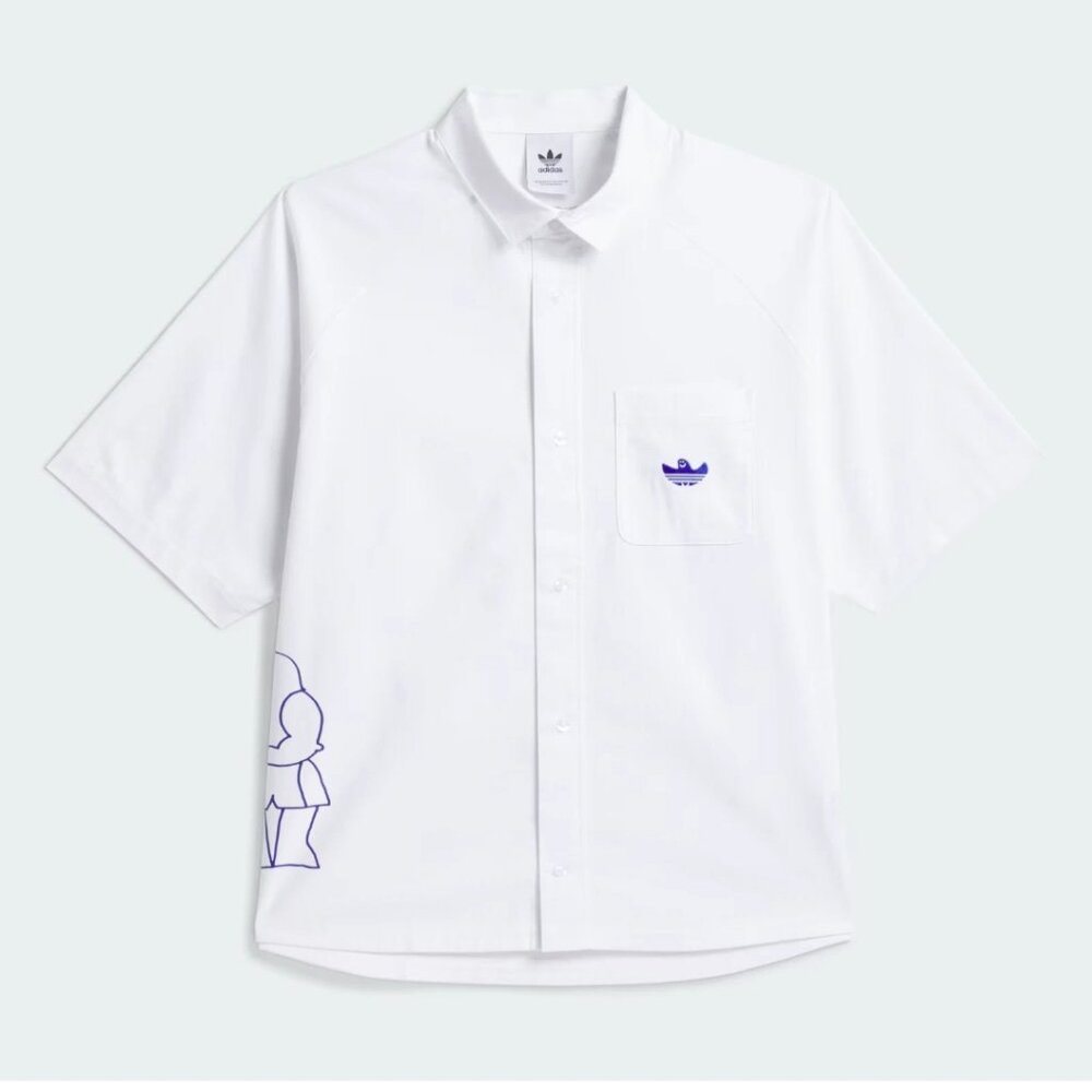 Adidas Shirt Unisex 2XL White Shmoofoil Fighter Button-Up New